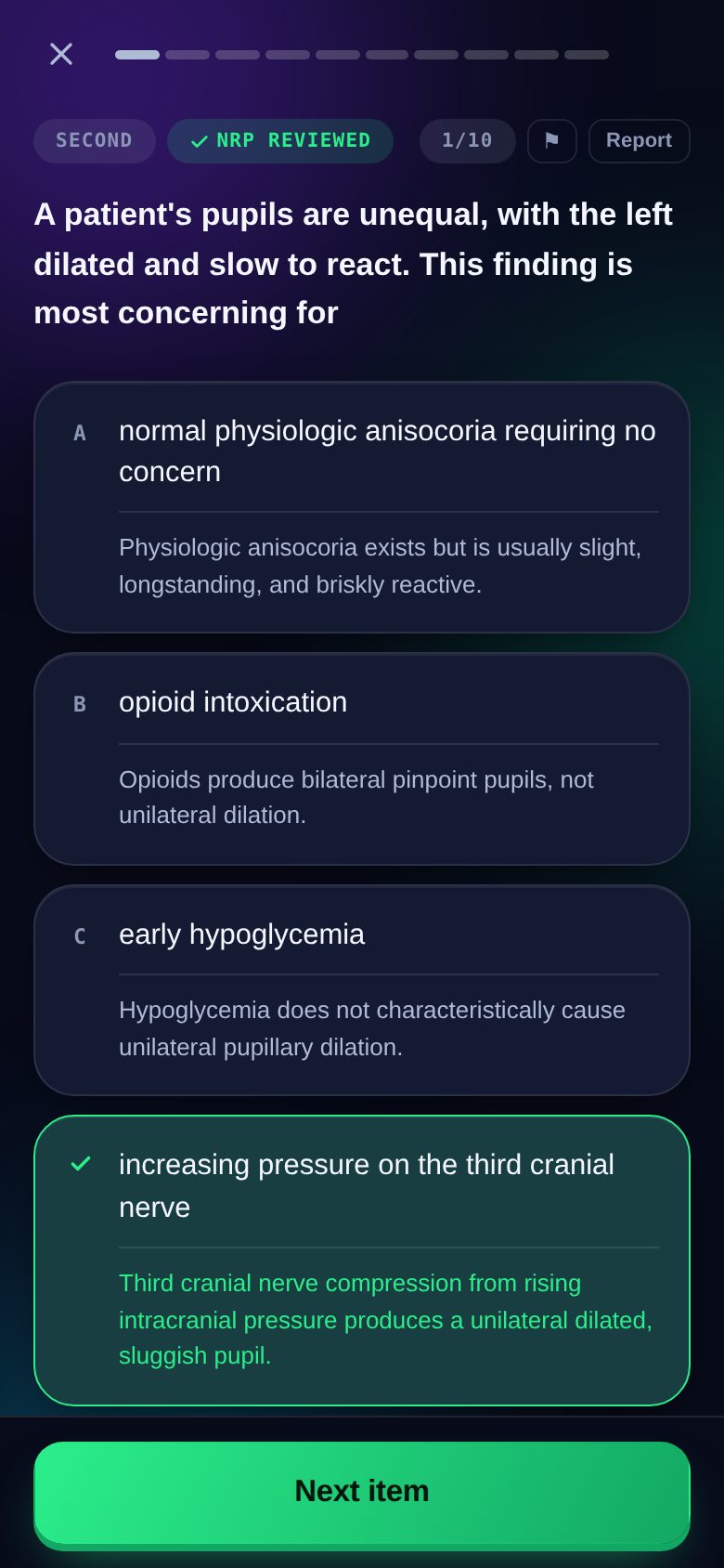 A practice question with its explanation in EMS Registry Ready